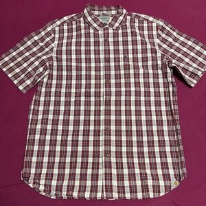 Carhartt Mens Red Checkered  Short Sleeve Button Down Shirt Mens Sz Large